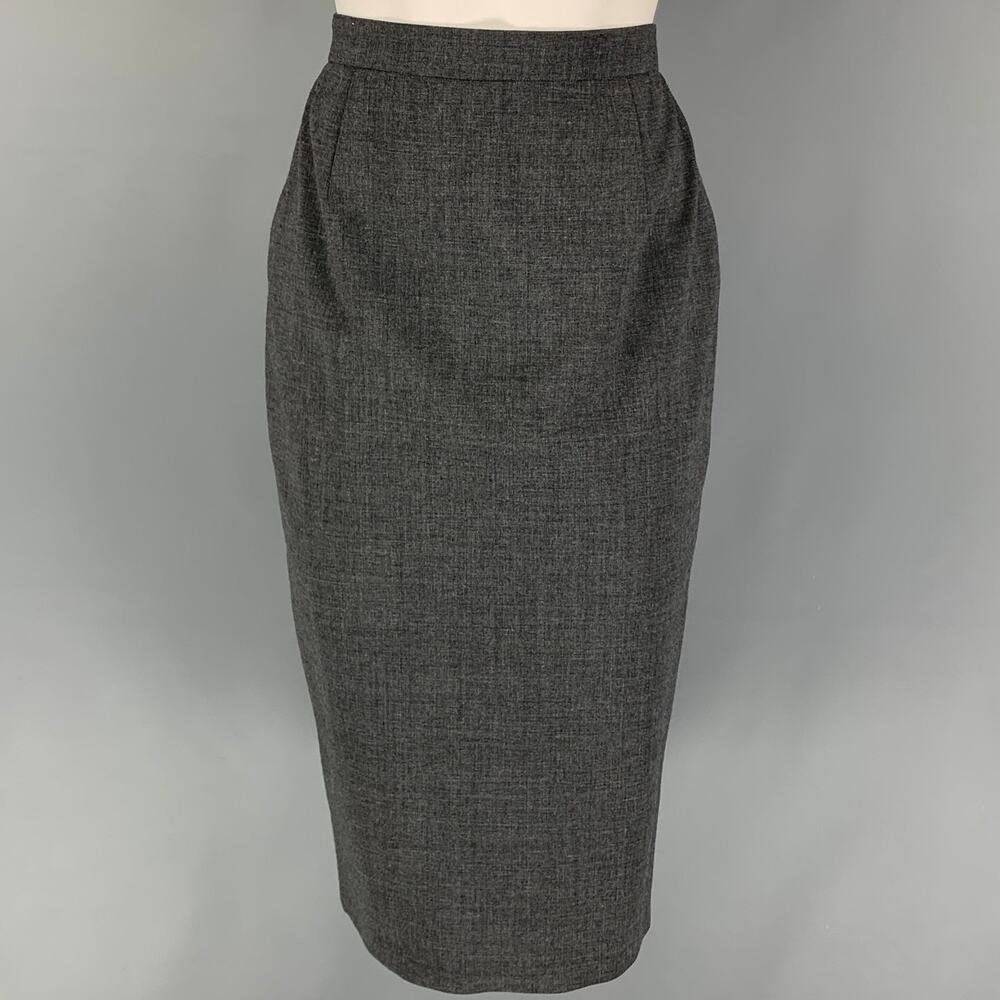 MOSCHINO COUTURE Size 6 Grey Wool Polyamide Heather Mid-Calf Skirt